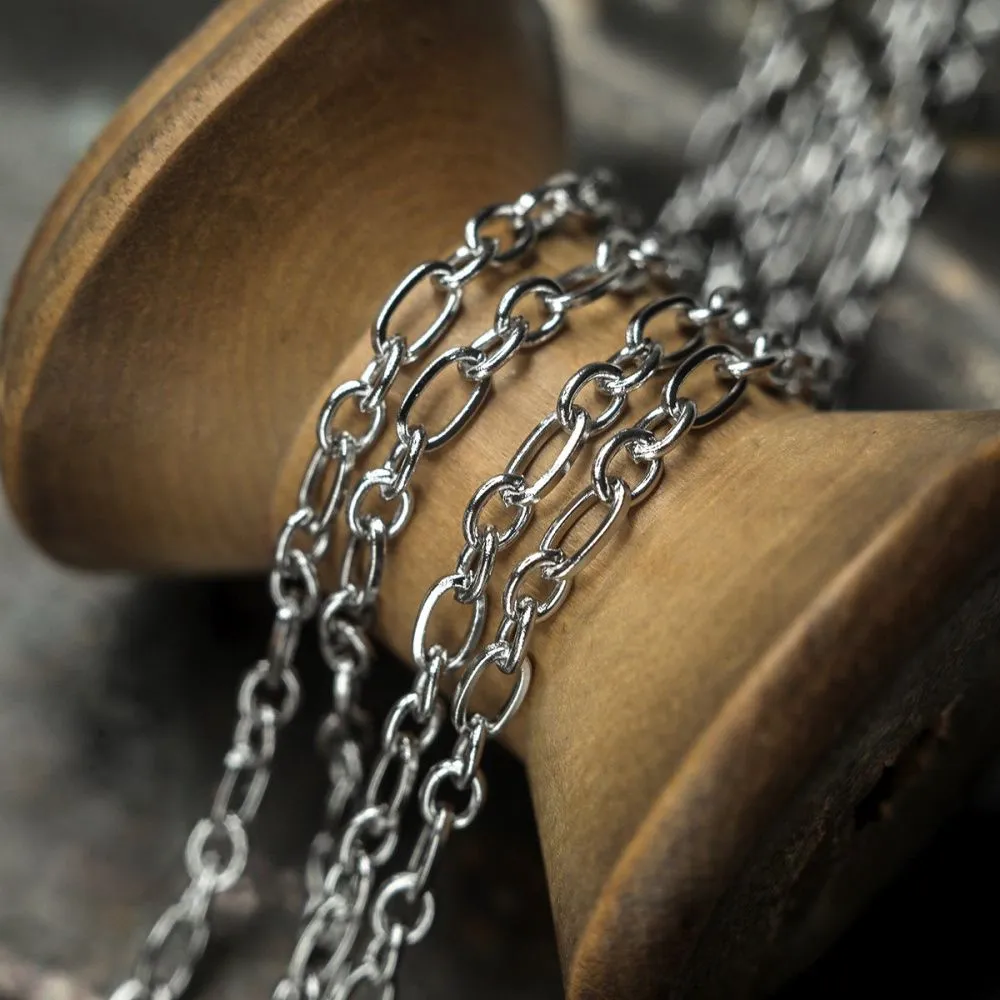 цепочка "фигаро 304", цвет стальной, звено 6x3x0.7 мм