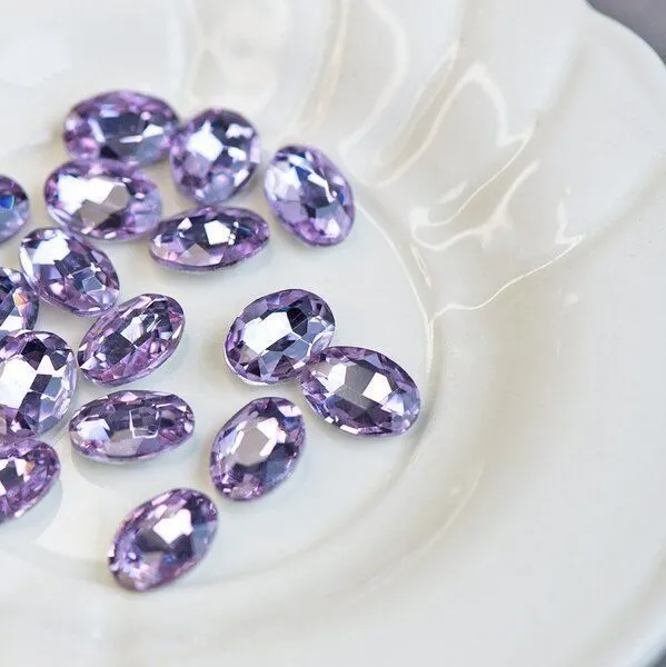 кабошон стекло кристалл, овальный, цвет tanzanite, 14х10 мм