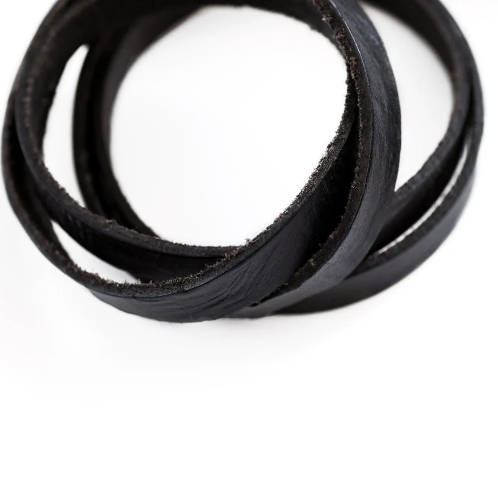 шнур кожаный, плоский, цвет черный, 10х2.5 мм