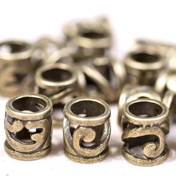 ес бусина металл "завиток", цвет античная бронза, 8.5х8 мм