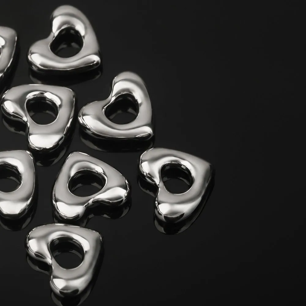 подвеска металл "сердце", покрытие платина, 10x11x4 мм