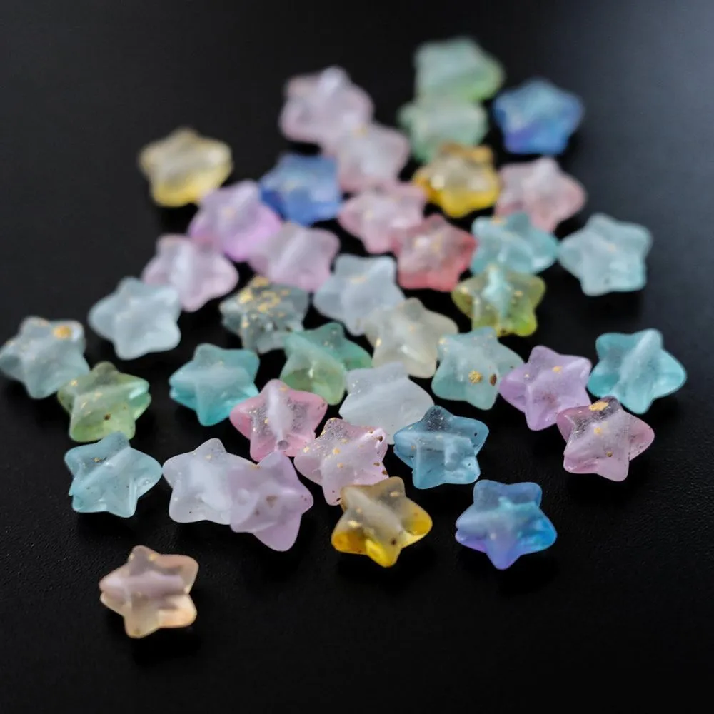 бусина, акрил "звездочка", матовая с фойлом, пастельный микс, 9x10x5 мм