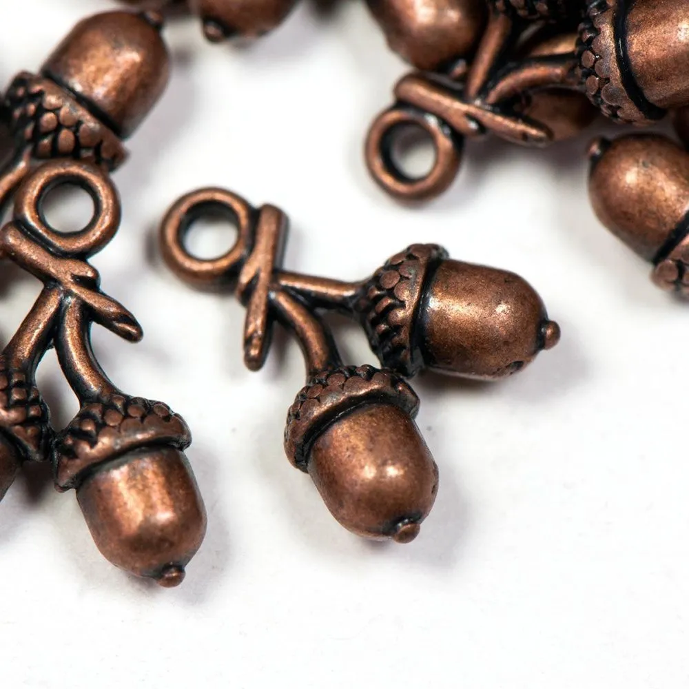 подвеска металлическая "желуди", цвет красная медь, 15x11x5 мм