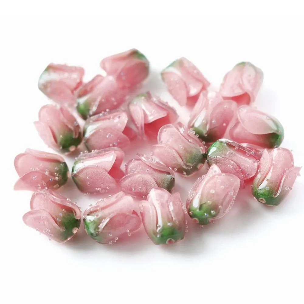 бусина, акрил "тюльпан", цвет увядшей розы, 15x13x10 мм