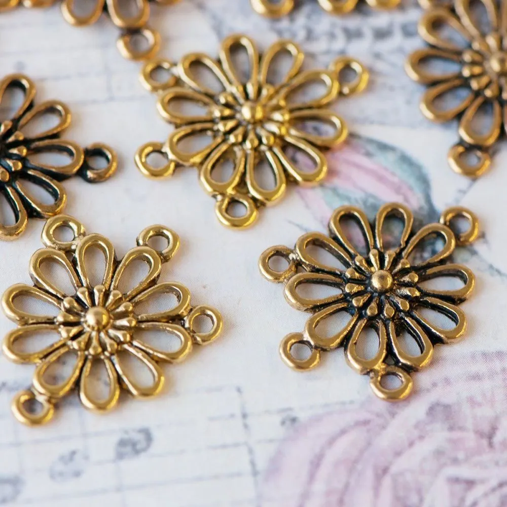 коннектор "ромашка", цвет античное золото, 23х19х3 мм