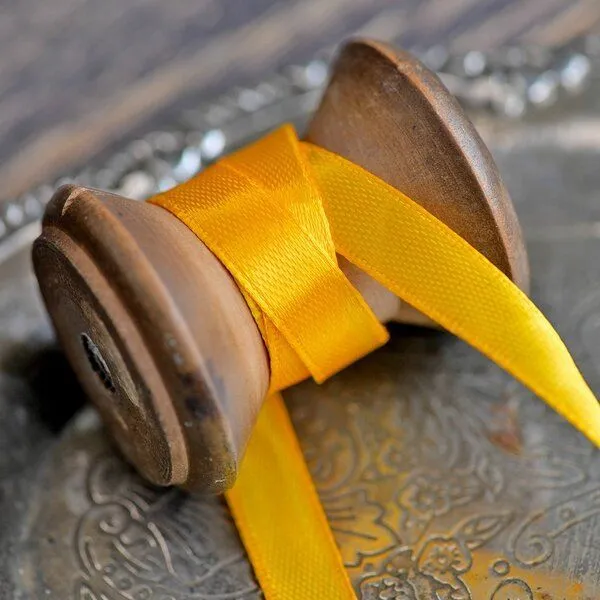 лента, атлас, цвет желтый, ширина 10 мм ленты