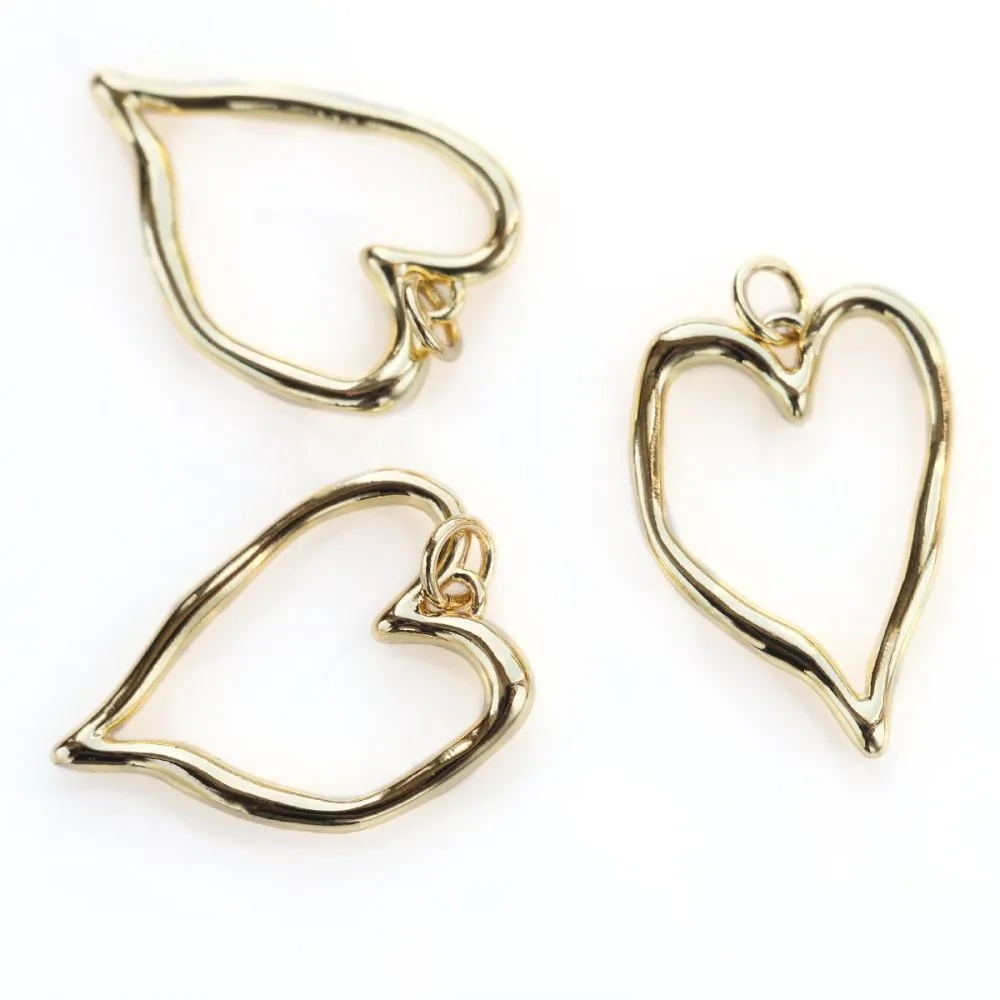 подвеска металл "сердце", позолота, 25x18x2.5 мм