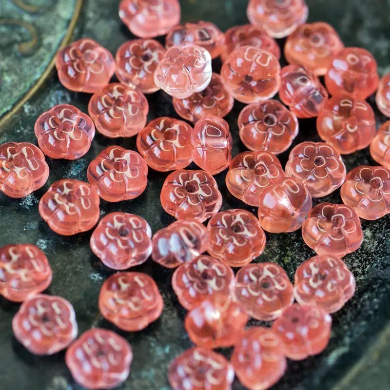 бусина "незабудка jelly", стекло, цвет розовый, 10x10x6.5 мм