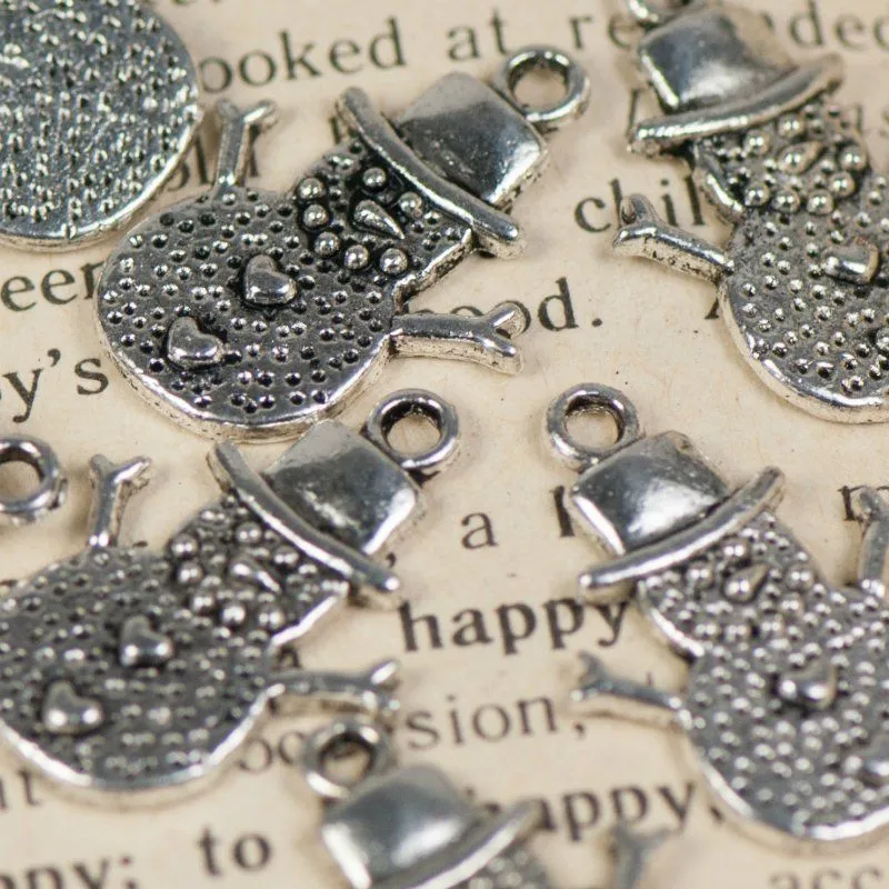 подвеска металлическая "снеговичок", цвет античное серебро, 20х15х1,5 мм