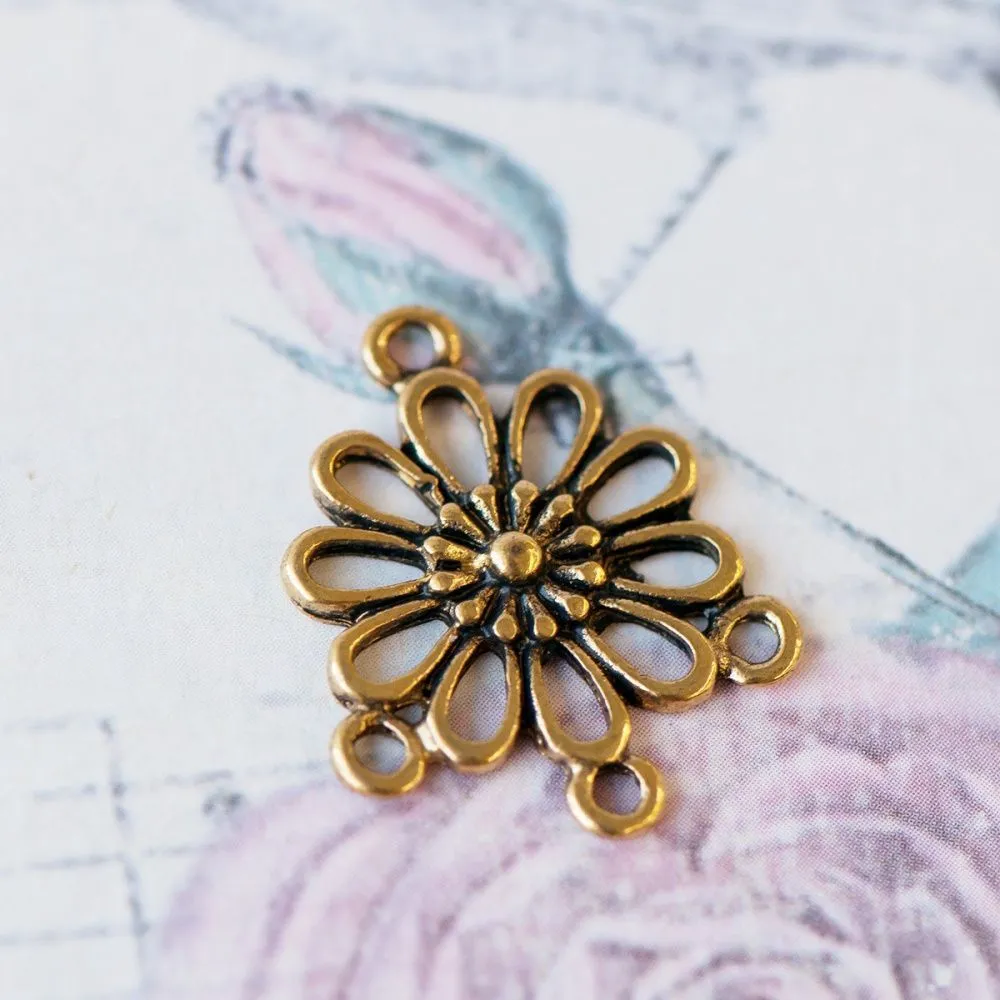 коннектор "ромашка", цвет античное золото, 23х19х3 мм