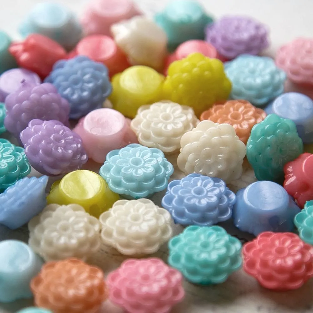 бусина, акрил "пастельная хризантема", цветовой микс, 19x9 мм