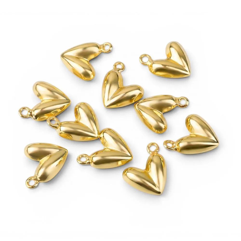 подвеска металл "сердце", позолота, 17x15x6 мм