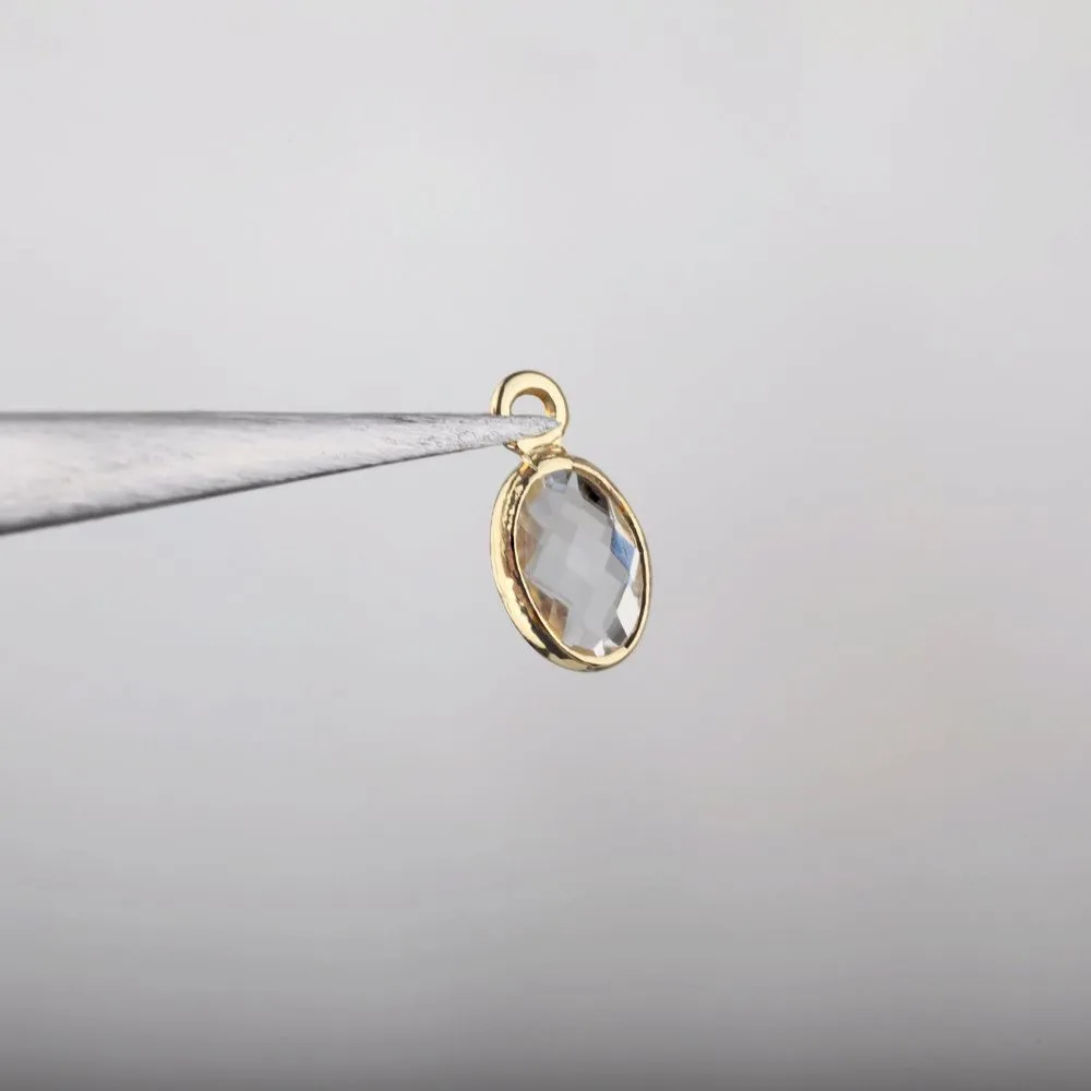 подвеска металл "эллипс", позолота/прозрачный, 9x4.5x2 мм