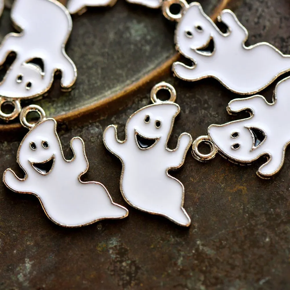 подвеска металлическая "ghost", эмаль, цвет белый, 23x14x1 мм