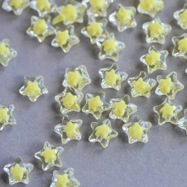 бусина, акрил "звездочка", цвет прозрачный/лимонный, 10.5x11x7 мм