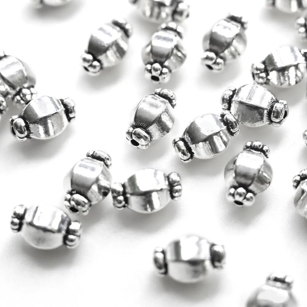 бусина, металл "бонбон", цвет античное серебро, 10х7 мм