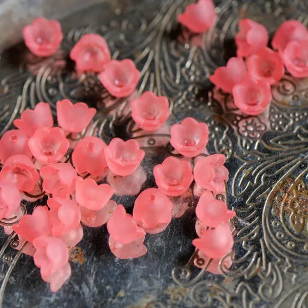 бусина, акрил "ландыш", цвет коралловый матовый, 10х6 мм