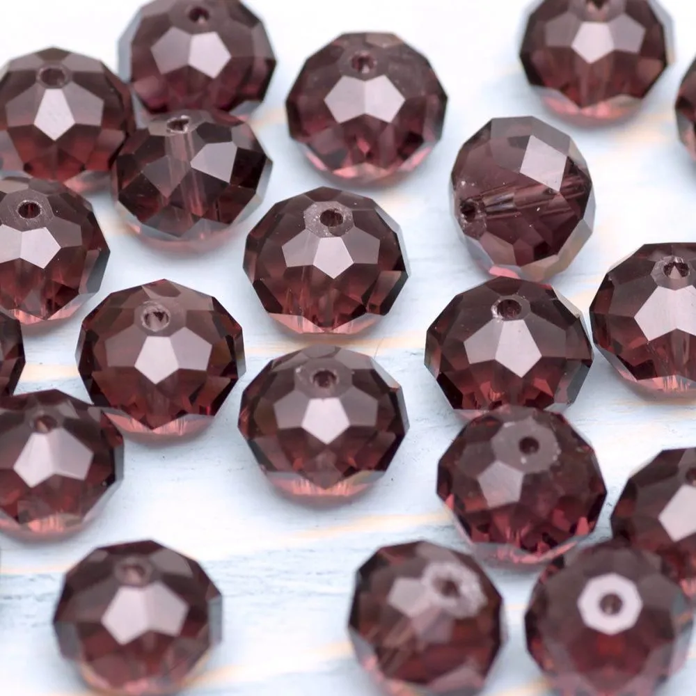 бусина, стекло абакус 12, граненая, цвет сливовый, 12х8 мм