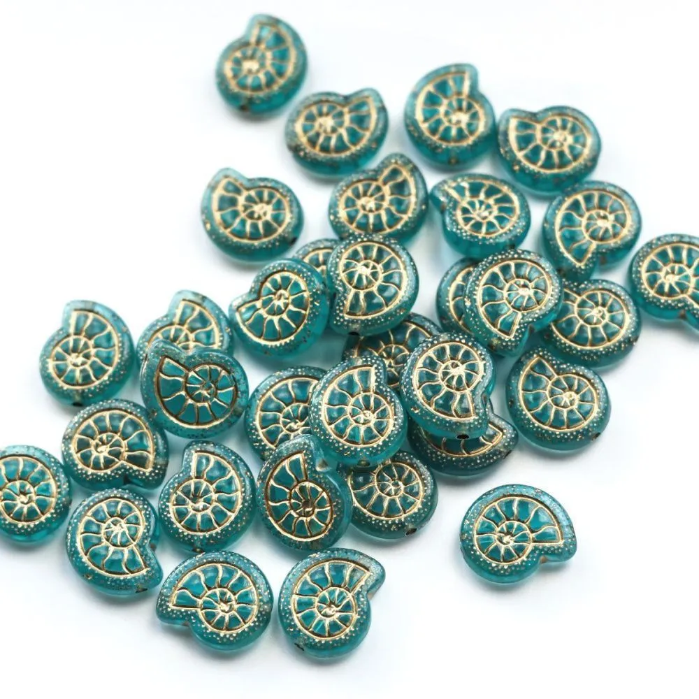 бусина, акрил "раковина", цвет бирюзовый, 18.3x15.5x5.5 мм