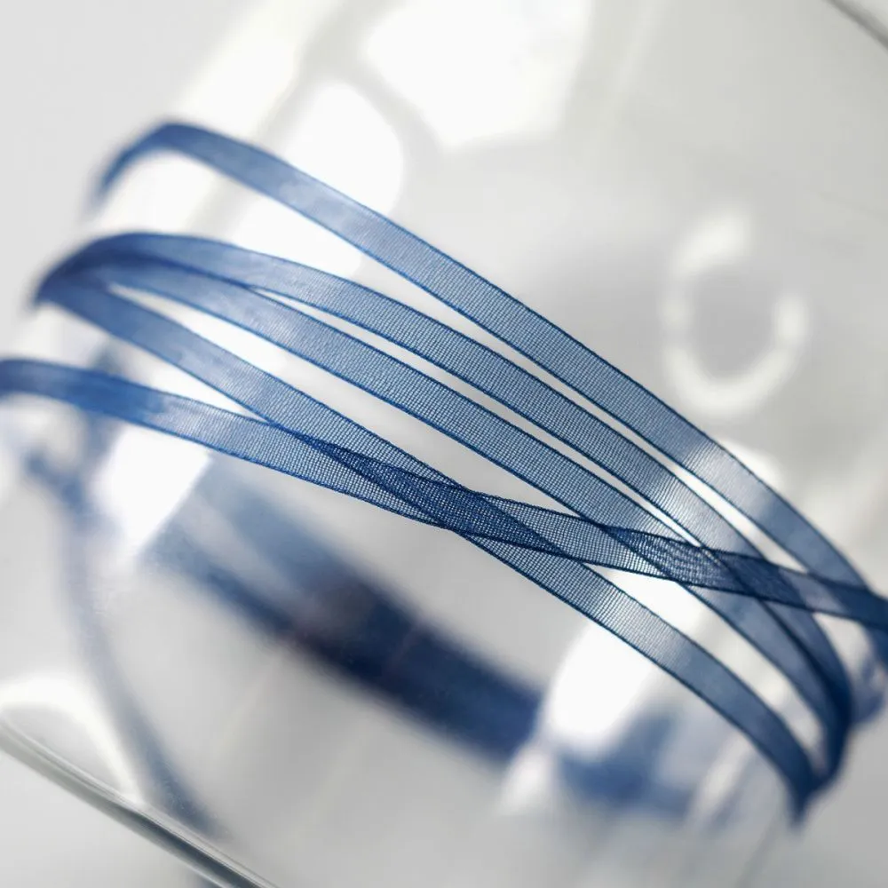 лента, органза, цвет синий, ширина 3 мм ленты