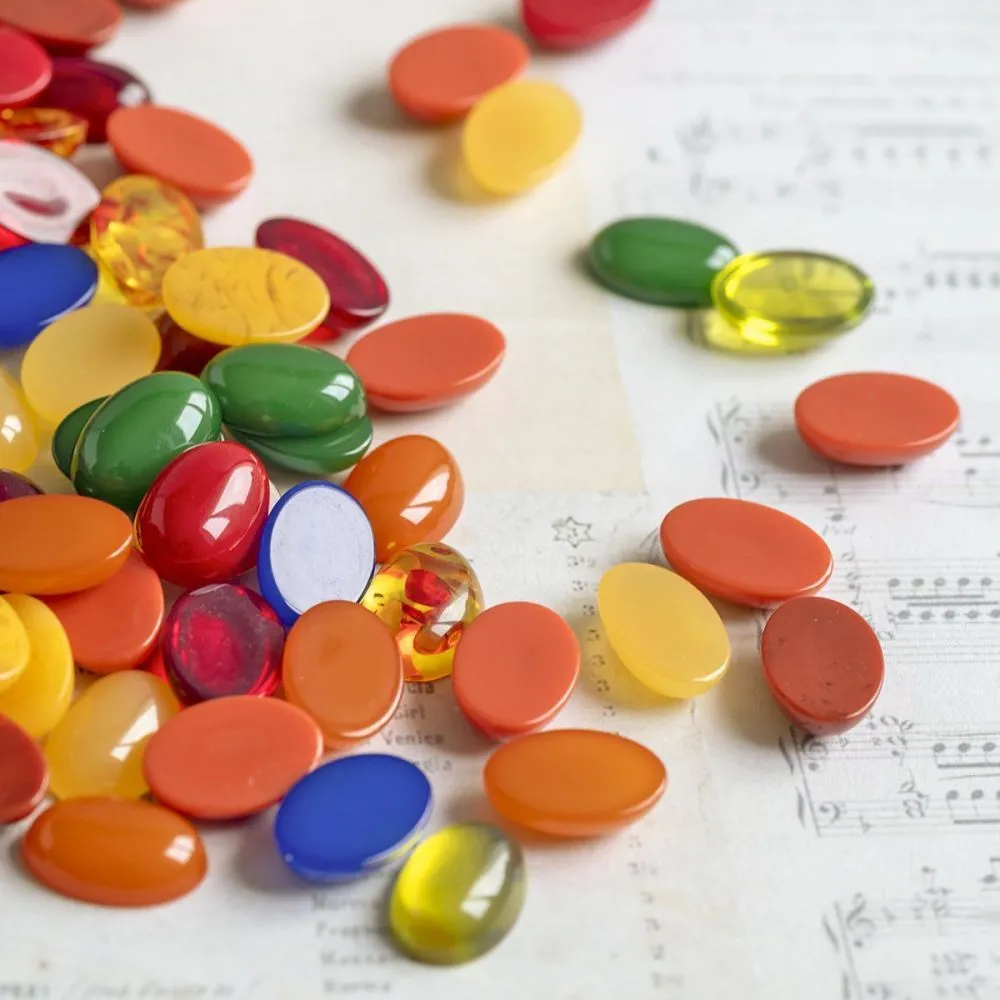 кабошон из смолы "джелли" овальный, цветовой микс, 14x10x4.5 мм