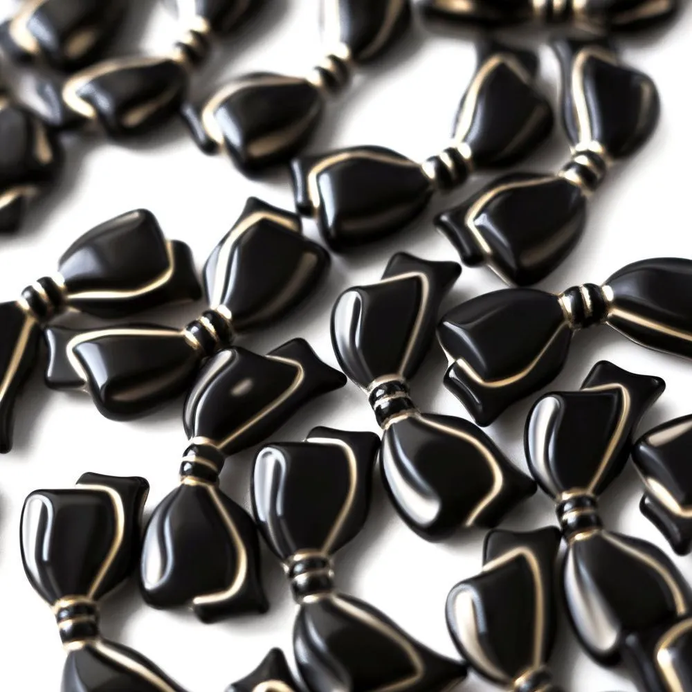 бусина, акрил "бантик-антик", цвет чёрный, 13.5x29x6 мм