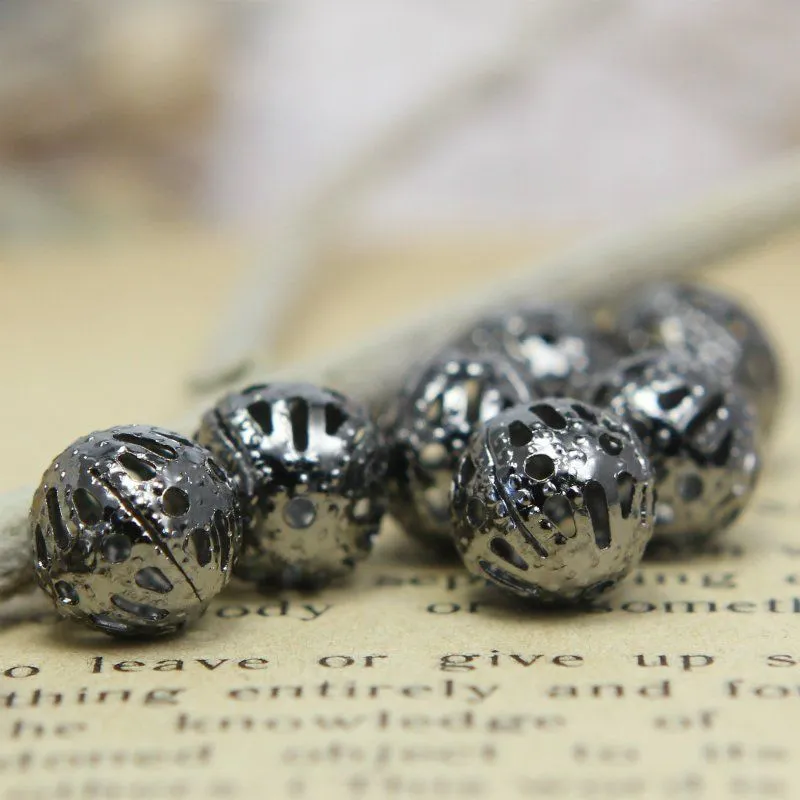 бусина, металл "винтаж" 8, цвет черный, 8 мм