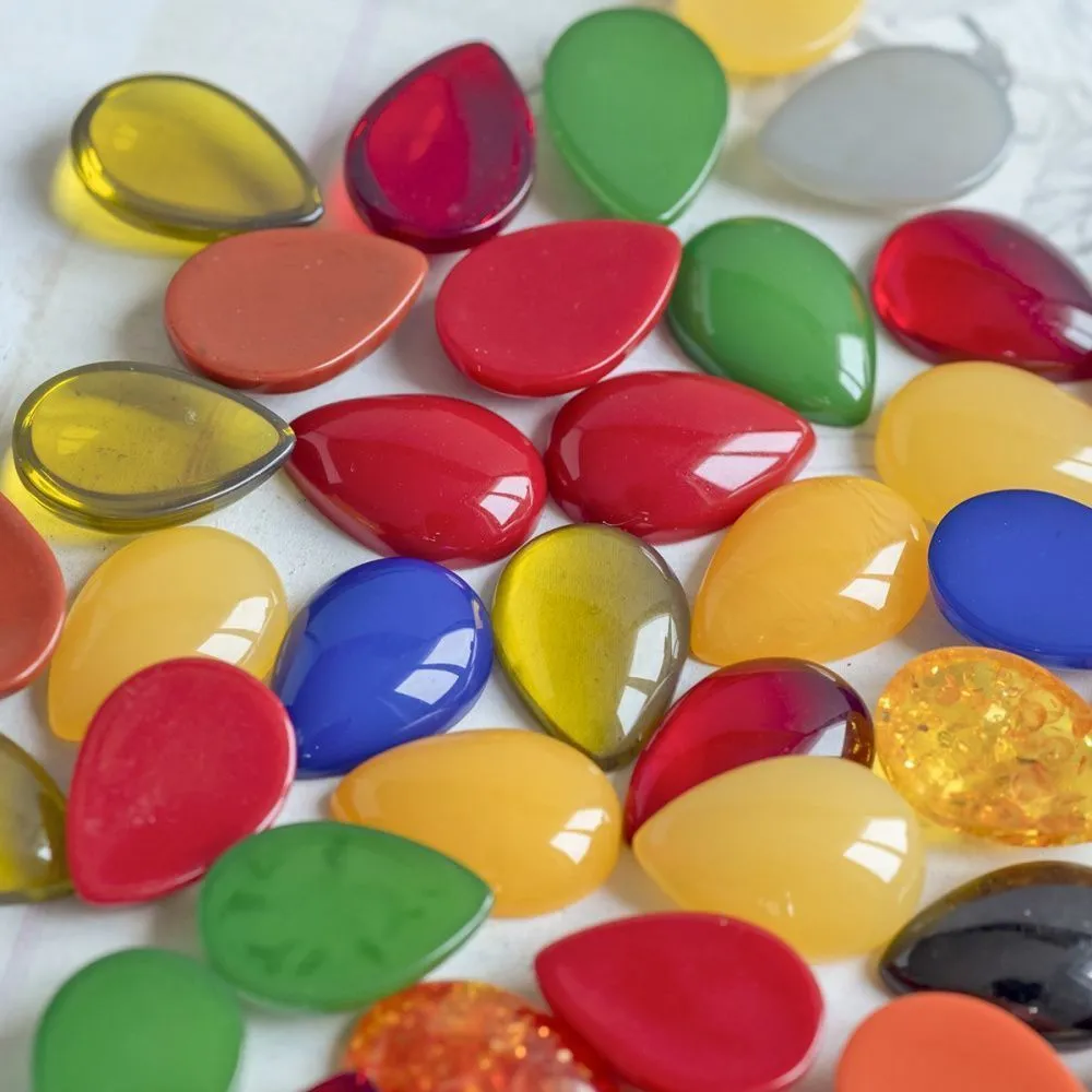 кабошон из смолы "джелли" капля, цветовой микс, 18.5x13x5 мм