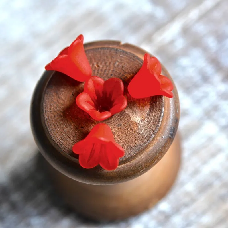 бусина, акрил "колокольчик", матовая, цвет красный, 14x10 мм