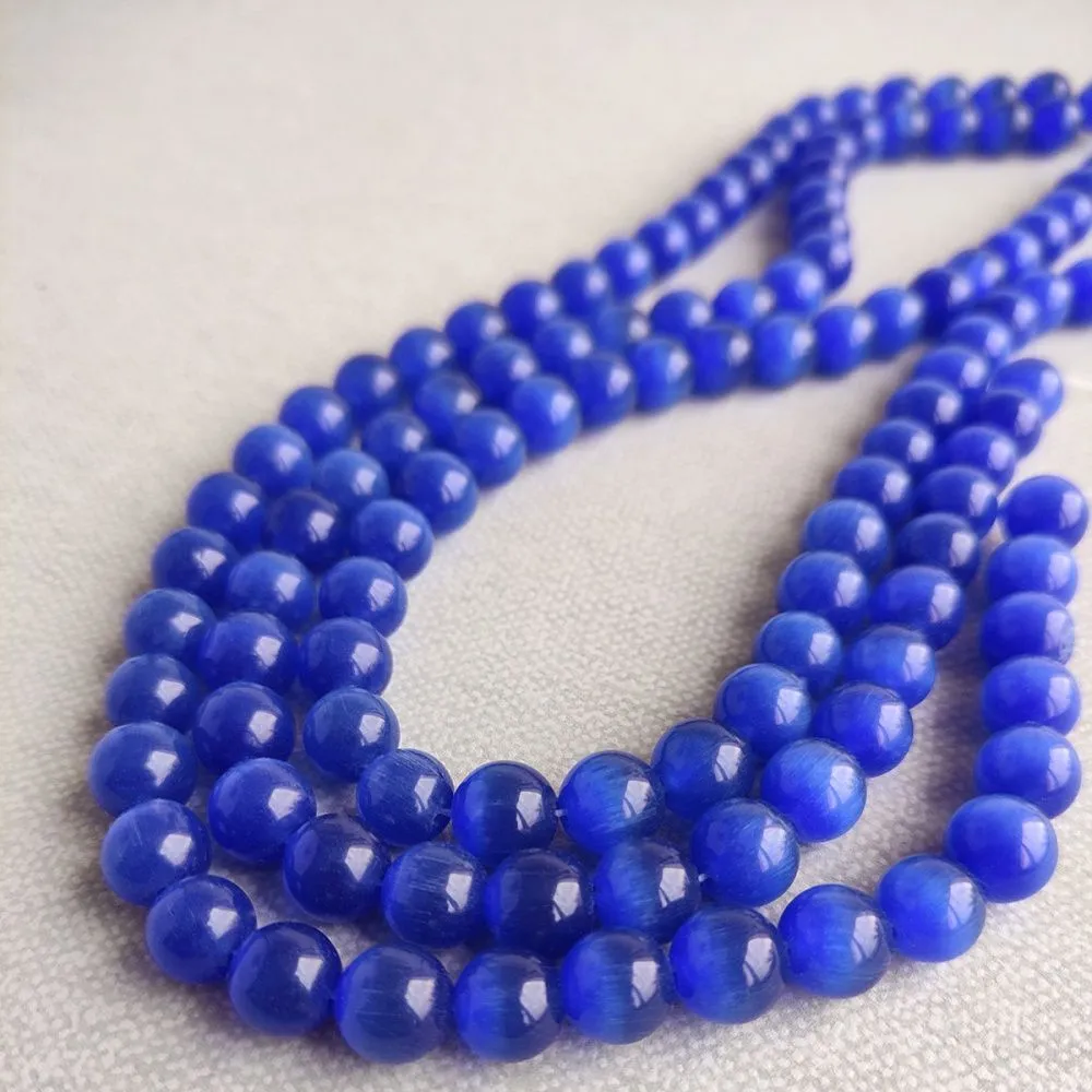 бусина "кошачий глаз", стекло, цвет синий, 10 мм