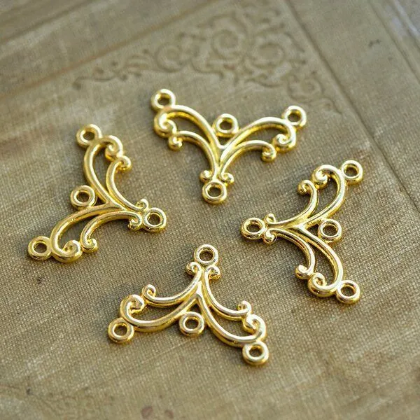 коннектор "завитушки", цвет золото, 27х21х1.5 мм
