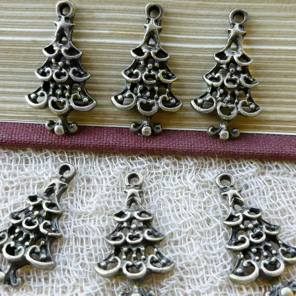 подвеска металлическая "елочка", цвет античное серебро, 24x13.5x2 мм