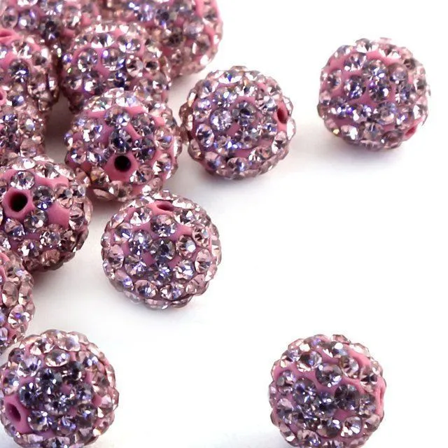 бусина "шамбала" 10, цвет светло-розовый, 10 мм