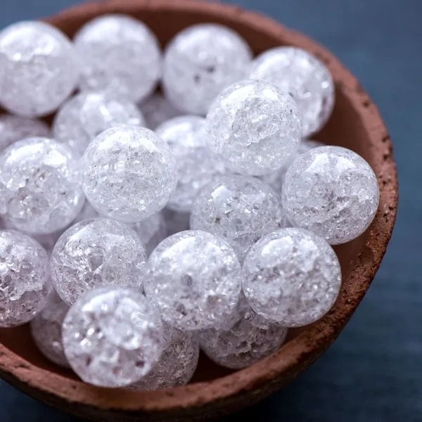 бусина, акрил "кракле", цвет белый, 20 мм