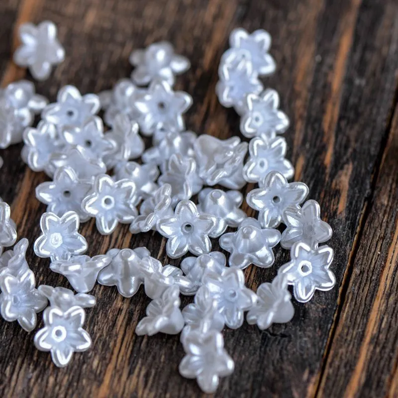 бусина, имитация жемчуга "колокольчик", цвет белый, 10x10.5x5 мм