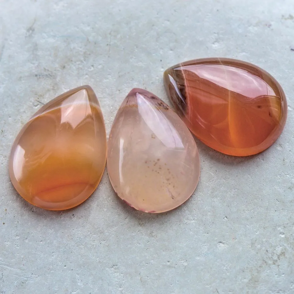 кабошон агат каплевидный, полосатый, цвет коньячный, 25x18x6-7 мм