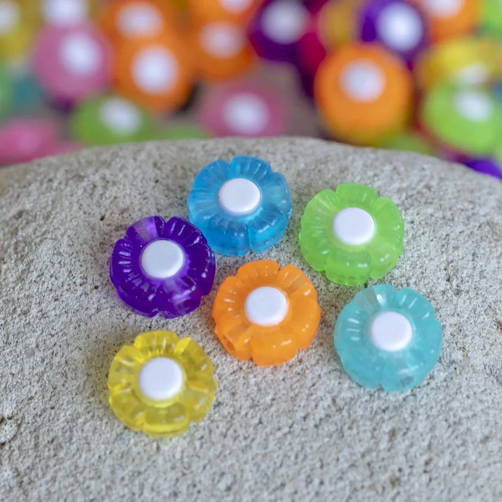 бусина, акрил "маргаритка", цветовой микс, 10х10х4 мм