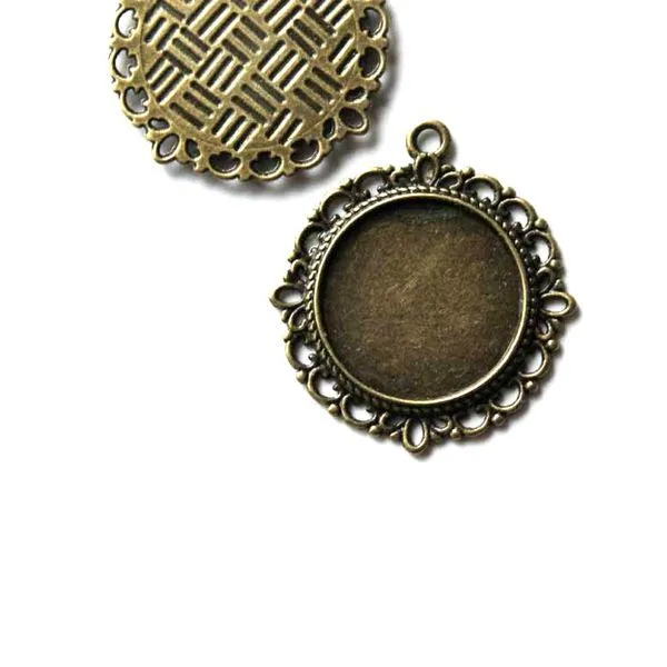 сеттинг круглый "ажур, цвет античная бронза, 33.5x30x1.4 мм