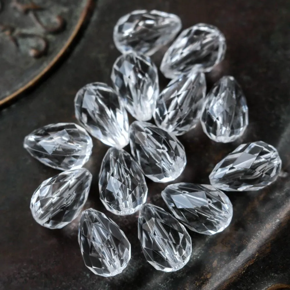 бусина капля граненая, акрил, цвет прозрачный, 17x11 мм