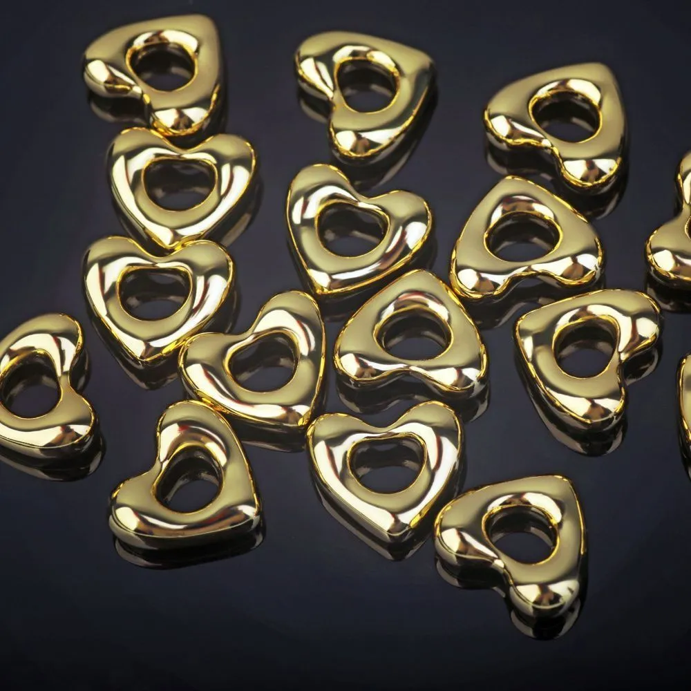 подвеска металл "сердце", позолота, 10x11x4 мм