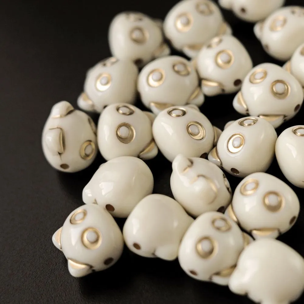 бусина, акрил "котик-антик", цвет айвори, 12.5x13x11 мм