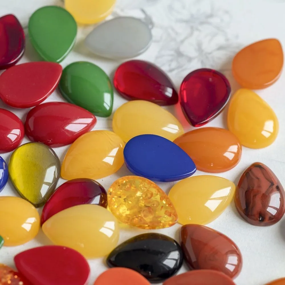 кабошон из смолы "джелли" капля, цветовой микс, 18.5x13x5 мм
