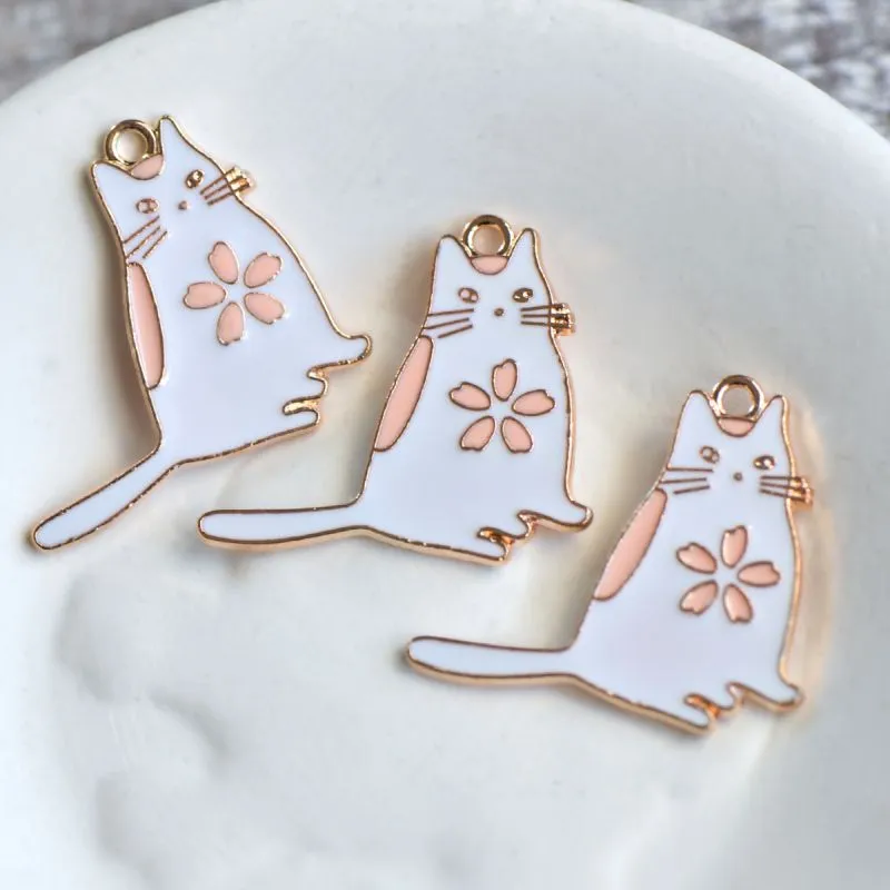 подвеска металлическая "котэ", эмаль, цвет белый, 27x29x1 мм