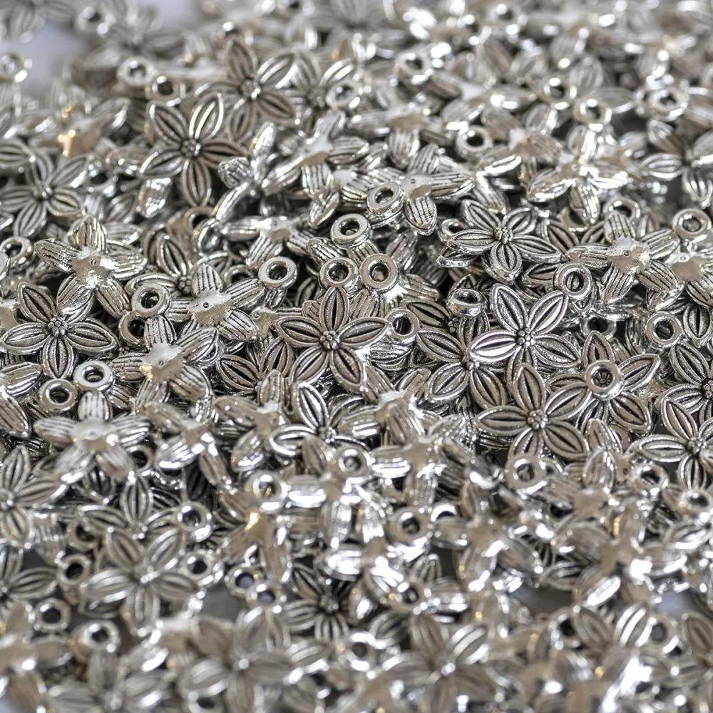 подвеска металлическая "пятицветик", цвет античное серебро, 13.5х10.5 мм