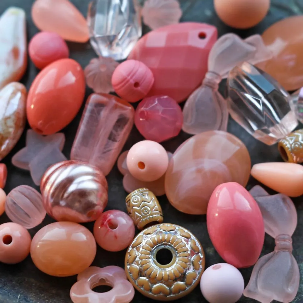 микс акриловый разной формы "фэнтэзи", цвет коралловый (уп 20 г)