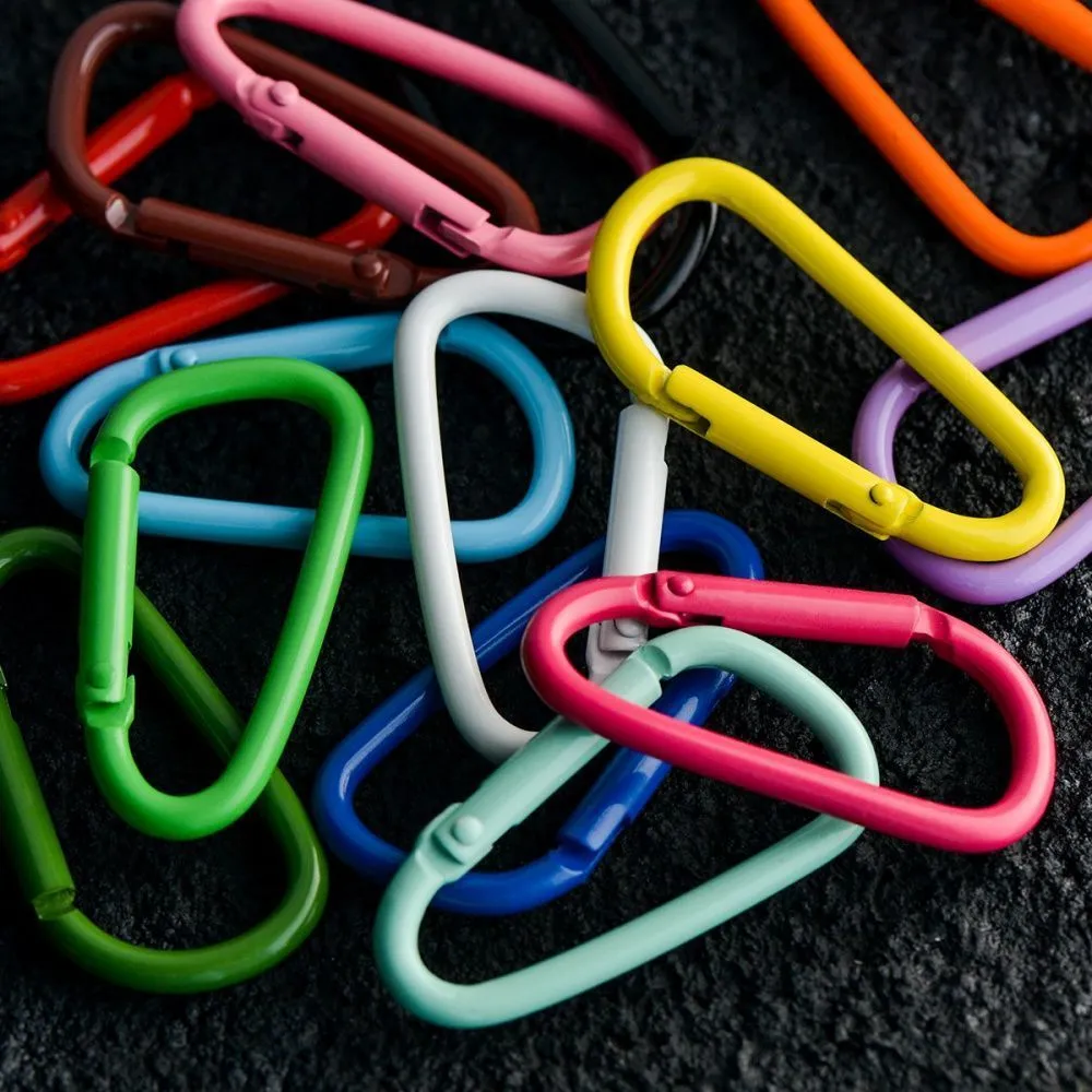 замочек-карабин "рейнбоу", цветовой микс, 38.5x16 мм