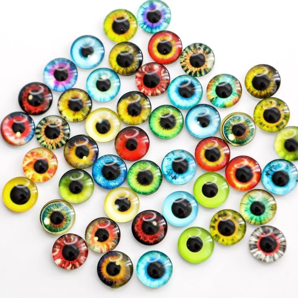 кабошоны стеклянные "глазки", 12х4 мм (уп 100 шт)