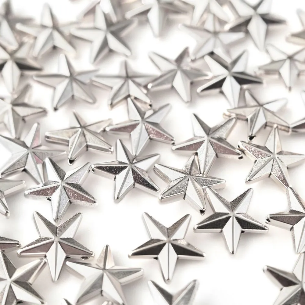 бусина, металл "звезда", цвет античное серебро, 12x12x4 мм