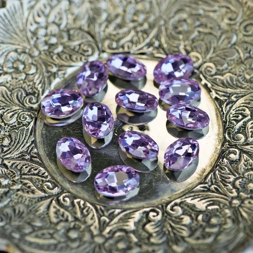 кабошон стекло кристалл, овальный, цвет tanzanite, 14х10 мм