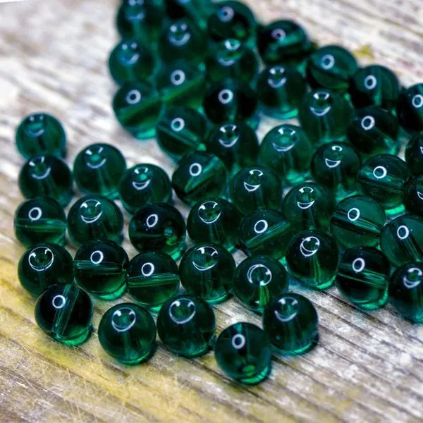 бусина, стекло 8, цвет морской волны, 8 мм